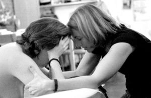 Doula supporting a labouring woman